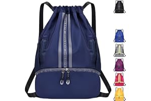 AIDBUCKS ABK Bolsa de gimnasio con cordón 45 * 33 cm - 2 compartimentos exteriores de malla compartimento para zapatos + compartimentos interiores - bolsa de deporte impermeable para niños y niñas 10L