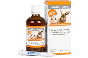 alfavet RodiCare Hairball, Ergänzungsfuttermittel für Zwergkaninchen und Meerschweinchen, fördert die Ausscheidung von Haarballen, 100 ml