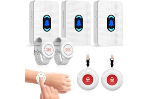 Daytech Caregiver Pager Call Button for Elderly at Home, Medical Alert System for Seniors, Emergency Help Watch for Disabled Patients, Wireless Life Alert with Portable Receiver