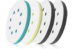 Elechiakan 4 Pezzi Platorello per Levigatrice Orbitale, Dischi Abrasivi 125mm con 8 Fori Platorello per Smerigliatrice, Carta Vetrata Spugna Platorelli per Accessori Trapano, Basso Rumore e Impatto