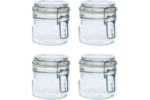 Acan Tradineur - Pack de 4 tarros herméticos de Vidrio Primizie con Junta de Goma, Bote, Frasco Multiusos con Cierre, conservas, legumbres, Pasta, Cereales (200 ml - 8 x 7,2 cm)