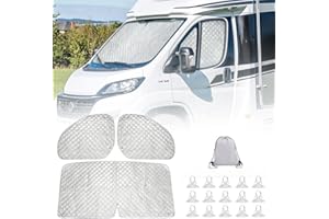 JINSENTGG 3 Piece Car Windscreen Cover Replacement for FIAT Ducato 2006-2023, Technology Thermal Mat Motorhome Windscreen Cover Replacement for Peugeot Boxer, Waterproof, Foldable