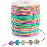 AIOUHMYM Elastic Thread for Bracelet Making | 1mm &times; 100 m multi-colored rainbow, suitable for beading, necklace and jewelry c