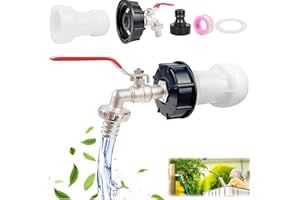 Farnirvana Robinet Cuve 1000l, Vanne Cuve avec Adaptateur en Plastique 3/4", S60X6 IBC Raccord Robinet, avec rallonge, Récupérateur eau de pluie, pour Jardin, Baril de Pluie