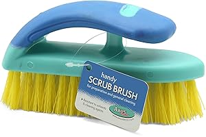 Axus Decor Handy Scrub Brush (Blue Series) Chemical Resistant Bristles and Ergonomic Handle - Heavy Duty Scrubbing Brush For Home, Garden, and Industrial Use - Suitable for Left & Right Handed Users