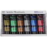 Criscolor - Assorted Metallic Acrylic Paint &ndash; Pack of 6 x 75 ml &ndash; For Artistic Work and Crafts &ndash; For Beginners, Students and