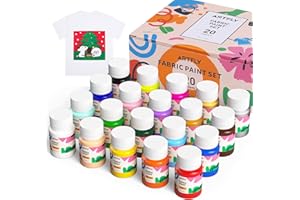 ARTFLY Textilfarben Waschmaschinenfest 20x30ml Set, Waschfest Stoffmalfarben inkl. Gold & Silber, Textil farbe für kleidung, Schuhe, Jeans & Stoffe, Zum Malen auf dunklen und hellen Stoffen
