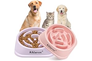KHLEROX Gamelles antidérapantes pour Chien à Alimentation Lente, 2 pièces, Anti-étouffement et interactives, Anti-ballonnement, pour Chiens et Chats de Petite et Moyenne Taille (Rose et Violet)