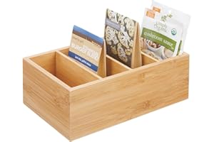 mDesign Organizer kuchenny, bambusowy, do przechowywania opakowań żywności, przypraw i nie tylko, bezpieczny dla żywności, do kuchni, naturalny