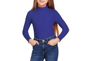 Arshiner Langarmshirt Mädchen Rollkragen Basic Shirt Kinder Herbst Winter Oberteil Casual Dünnes Tops Weich Haut Unterziehshirt Einfarbige T-Shirt, 4-14 Jahre