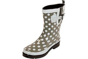 MADSea Ocean Bottes Caoutchouc Bottes de Pluie Femme Demi-Bottes Olive Pois