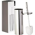 Premier Housewares Chrome Toilet Brush & Holder Set – Stainless Steel With Lid