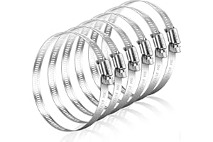 Caianwin 6 sztuk 91-114 mm, duże obejmy do rur ze stali nierdzewnej, regulowane obejmy do węża wylotowego, wentylacji suszarki, węży, rur