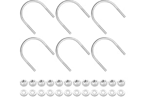 YEYIT Tornillos En U (6 Unidades) U-bolts Pernos En Forma De U Redondo De Acero Inoxidable 304 M6 x 51 mm (Ancho Interior) Con Tuercas Y Arandela De Reparación Plana