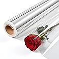 POPGIFTU Clear Cellophane Wrap Roll | 43CM Wide X 45M Long | 3 Mil Thicken Long Film Transparent Cellophane Wrap for Florist Wrapping, Food, Candy, Birthday Gifts, Flowers Crafts