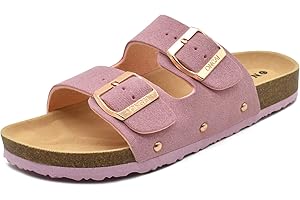 ONCAI Mules Sandalias para Hombre con Punta Abierta, Cuero Cómodas de Playa con Hebilla Zuecos Sandalias para Hombre Verano Zapatillas de corcho para Caballeros