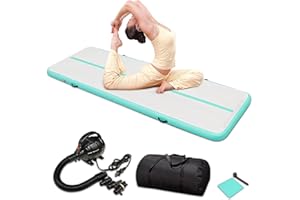 Fitby Tappetino da Ginnastica Gonfiabile - Fitness Air Track - 3M - Air Tumbling Track Ginnastica Artistica - Con Pompa Elettrica per Casa - Bianco/Blu