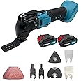 Cordless Brushless Oscillating Multi Tool 18V Li-Ion with 2x3000 mAh Batteries and Charger 22 PCS Accessory Kit Sanding/Cutting Blades Compatible with Makita
