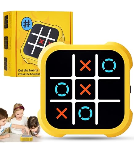 KIMIGO Tic Tac Toe,Morpion Electronique, 5 en 1 Smart Games Console de Jeux Portable,Entraînez Pensée Stratégique Capacités de Réaction Rapide pour Enfants Adultes(Bleu