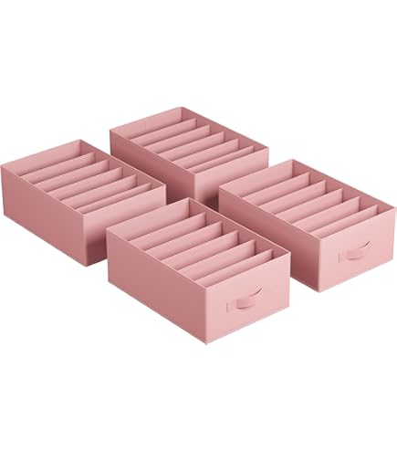 Set 6 Organizzatori Pieghevoli SONGMICS Per Cassetti - TNT, Beige, 28x28cm E 14x14cm