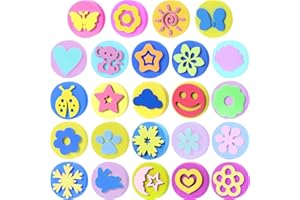 OUTUS 24 Pieces EVA Painting Sponges Foam Painting Stamper Double-Side Sponge Stamper Paint Drawing Sponges for Crafts DIY, Assorted Shapes