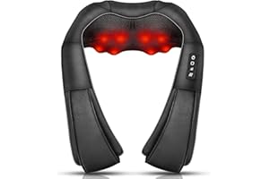 Neck Massager, Deep Tissue 3D Kneading, by iKristin, Portable, with Heat, Shiatsu Massager for Neck, Back, Shoulder, Foot and Leg, at Home and Car, Suitable for Women and Men (Black)