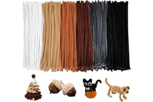 BULANGDE 300 Pfeifenputzer zum Basteln Bunte 30cm Lang 8mm Dick,Pfeifenreiniger Blumen Pipe Cleaner Set für DIY-Deko,Festdekoration,Spielen/Lernen,Kinder Handwerk (Schwarz/Weiß/Braun 6 Farben)
