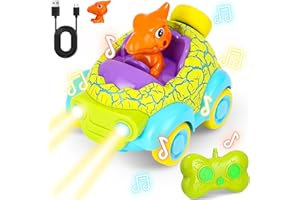 Azyvum Coche Teledirigido Niños 2 Años, Coche Teledirigido Juguetes con Luces y Música,Coches RC Regalo Niño 2-6 Años, Dinosaurios Juguetes para Niños Niñas 3 4 5 6 Años