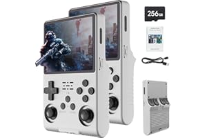 VELPAX Console di gioco portatile R40S, 30000 giochi retro in 1 console di gioco con sistema open source Linux, scheda TF da 256 GB, schermo IPS da 3,5” e batteria da 3.800 mAh (bianco)