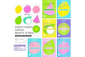 ZealSea Belleza Limpia Mascarilla Facial Skincare, Minimalismo 15 Ingredientes Face Mask, Diseño de color dopamina Mascarillas Faciales, Niñas Kit para Spa Fiesta, Set Regalo Mujer Belleza, 7 Piezas