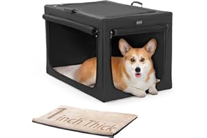 Petsfit Trasportino per Cani pieghevole, con tappetino spesso, Nero, 76x50x49CM