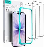 ESR Pack of 3 Screen Protector for iPhone 17/16 Pro, Alignment Frame | Military Grade, 9H Tempered Glass, Anti-Scratch, Full