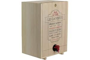 Totally Addict KV7233 Fontaine à Boisson Distributeur avec Robinet Cave Cache-cubis de vin Le caviste Ou Cuvée du Jour Bois Beige H31,5 x 16 x 22 cm