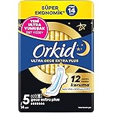 Orkid Ultra Hijyenik Ped Gece Ekstra Plus (Boy 5) S&uuml;per Ekonomik Paket 14 Adet Ped