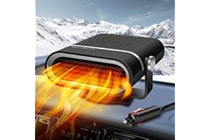 GILLTERWAY Car Heater, 150W 12V Portable Car Heater, Car Heaters that Plug into Cigarette, 360° Rotatable Base Car Heater Fan, Defroster Demister Defogger for Winter Windshield, for Cars, SUVs & Old Vehicles