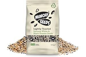 Mixed Black & White Savory Toasted Sesame Seeds by Munchy Seeds - Perfect Vegan Snack, Protein-Rich, Ideal for Salads & Sushi, Nutrient-Dense, 500g
