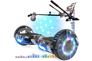 ‎RCB RCB Hoverboard mit Sitz und Hoverkart Set 6,5 Zoll hoverboards für Kinder, Hoverboards mit Bluetooth und LED-Lichtern, Go-Kart Solider Sitz, Geschenk für Kinder