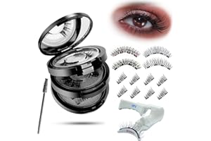 CHLFFUA Magnetische Wimpern Set – 4 Paare Magnet Wimpern Natürlich Look mit Applikator, Halb- & Vollwimpern Styles, Wiederverwendbare Magnetwimpern ohne Kleber & Eyeliner, Upgrade mit 4 Magneten