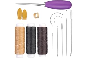 Ruasol Kit di riparazione per tappezzeria, filo per tappezzeria 3 rotoli in tre colori inclusi filo di cera in pelle, punteruolo, ago da cucito in pelle, kit da cucito in pelle di per principianti