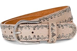 styleBREAKER Nietengürtel mit mehrfarbigen kleinen Nieten, Gürtel Kunstleder Einfarbig, kürzbar, Hüftgürtel Unisex 03010071