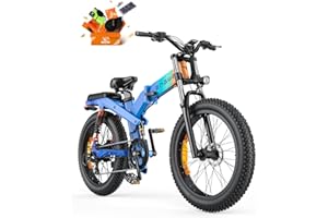 ENGWE X24/X26 Bicicleta Eléctrica Plegable con 24"/26" x 4.0 Fat Tire Batería Extraíble 48V 19.2AH/+10AH Kilometraje 100/150 km, 3 Suspensión Triple 8-Velocidades Ebike Todo Terreno
