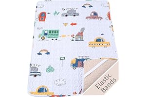 MIIMER Padded Travel Cot Sheet Fitted 95x65 cm, Breathable Thick Baby Cot Bed Sheets Cot Mattress Protector, Quilted Cot bed fitted Sheet Foldable Mattress Pad, Soft Travel Cot Topper Cover