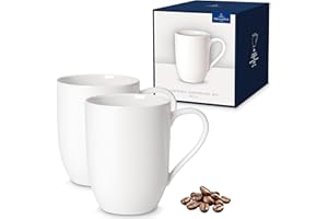 ‎VILLEROY & BOCH Villeroy und Boch - For Me filiżanki do kawy 340 ml, uniwersalny talent, porcelana premium, nadają się do mycia w zmywarce, kuchenki mikrofalowej, białe, 2 sztuki (1 opakowanie)