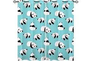 ANHOPE Nette Cartoon Tier Panda Bär Vorhänge mit Ösen Kinder Jungen Mädchen Gardinen Blickdichte Thermo Vorhang Blackout Curtain Schlafzimmer Wohnzimmer Verdunklungsvorhänge 2er Set H 138 x B 117 cm