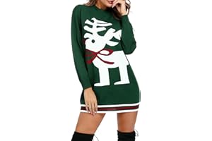 Nieery Maglione Natalizio Donna Invernale Elegante Abito Maglione Natalizio Maniche Lunghe Maglione Pullover Natalizio