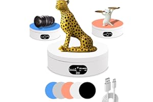 YVVV Velocidad Ajustable Giratoria Eléctrica para Fotografía, Base Giratoria Eléctrica de 360, Plato Giratorio para Fotografía, Grabación de Vídeo, Presentaciones de Joyas Batería USB 16CM