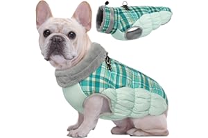 Kuoser Warme Hundejacke, Reflektierende Hundemantel, Winddichte Hundemantel für Kleine Hunde,Moden Hundemantel Grosse Hunde, Hunde Wintermantel, Hundemantel Mit Geschirr Grün M