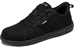 LARNMERN Steel Toe Cap Safety Trainers Men Slip On Work Shoes Lightweight Comfortable Walking Canvas Sneakers