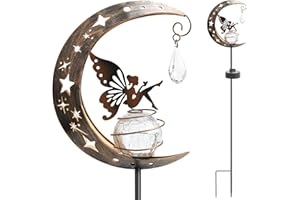 GIREICH Lampada Solare da Giardino da Esterno, Luci Solari Giardino a Forma di Luna Fairy in Metallo Intagliato, Impermeabile, Luci Decorative per Esterni per Balcone, Vialetto, Prato, Patio o Cortile