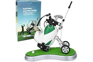 10L0L Golf Portapenne Con 3 Pezzi Club Penne Set - Unico Desk Decor Regali Souvenirs per Gli Uomini, Verde + Bianco